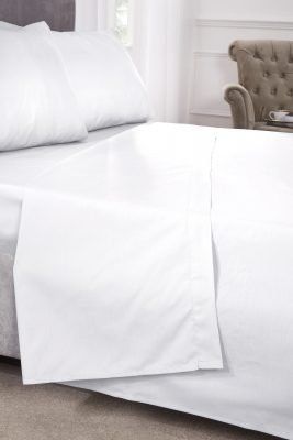 New Edge Blinds Percale Collection 180 Thread Count Percale Flat Sheet in White