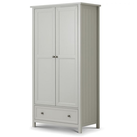 Cheshire Wooden Wardrobe In Dove Grey Lacquer With 2 Doors