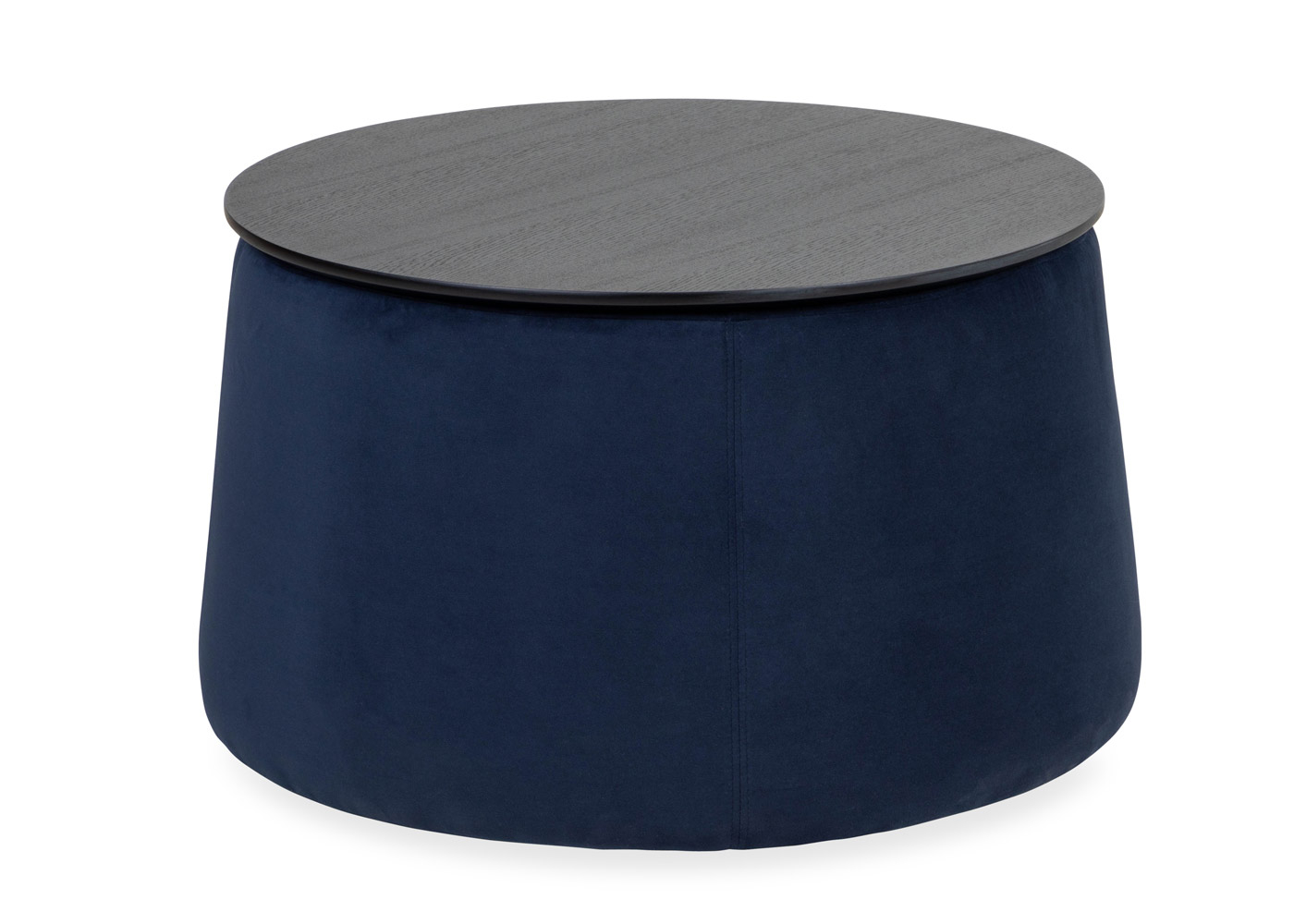 Heal's Drum Storage Table Dark Blue Velvet with Black Top