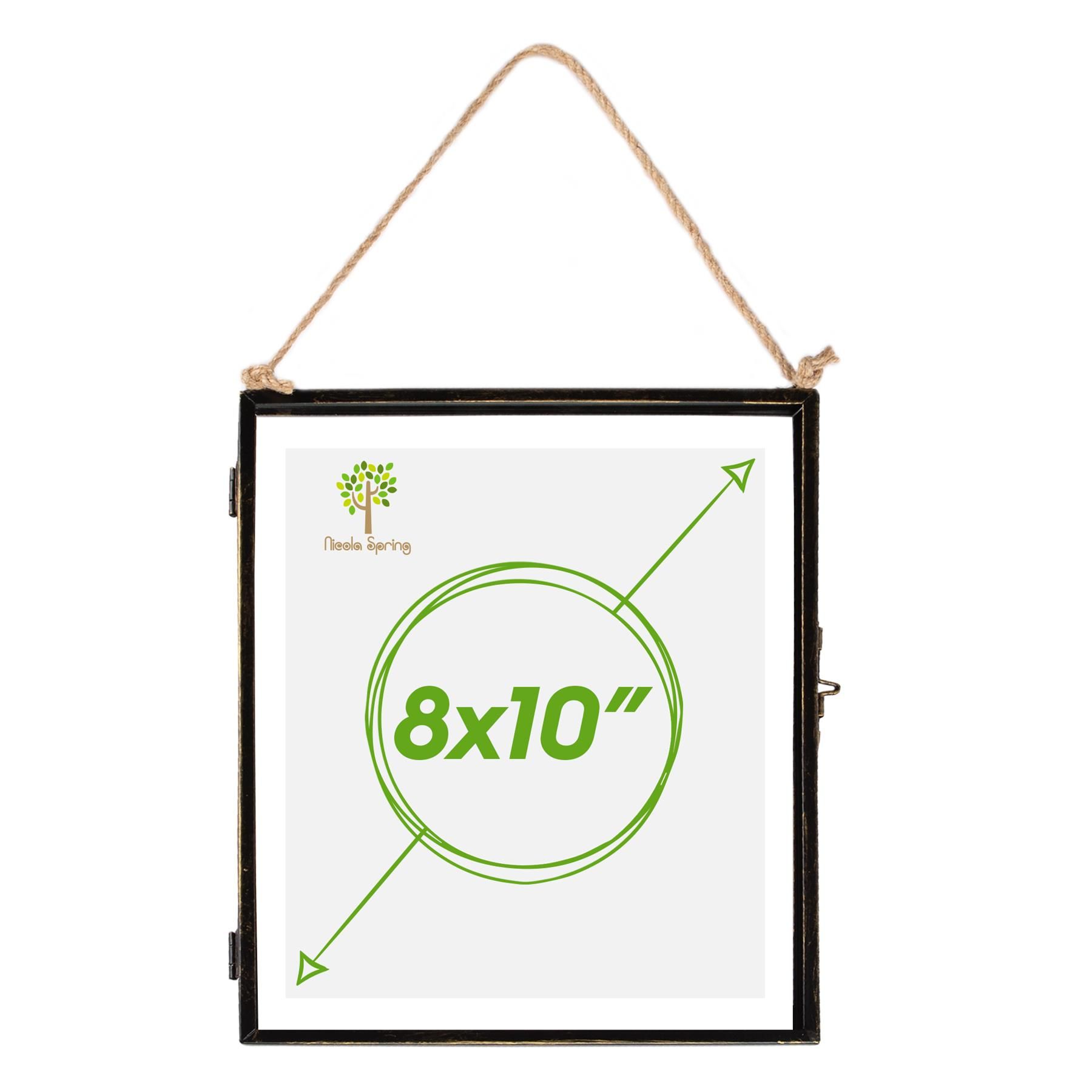 Nicola Spring Hanging Metal Photo Frame - 8" x 10" - Picture Frame Wall Mounted Frame with Rope in Black