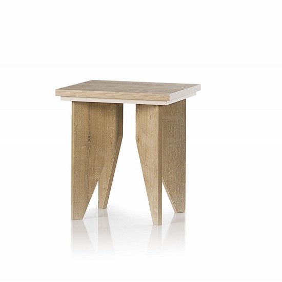 Michigan Wooden Lamp Table Sqaure In Oak And Cream