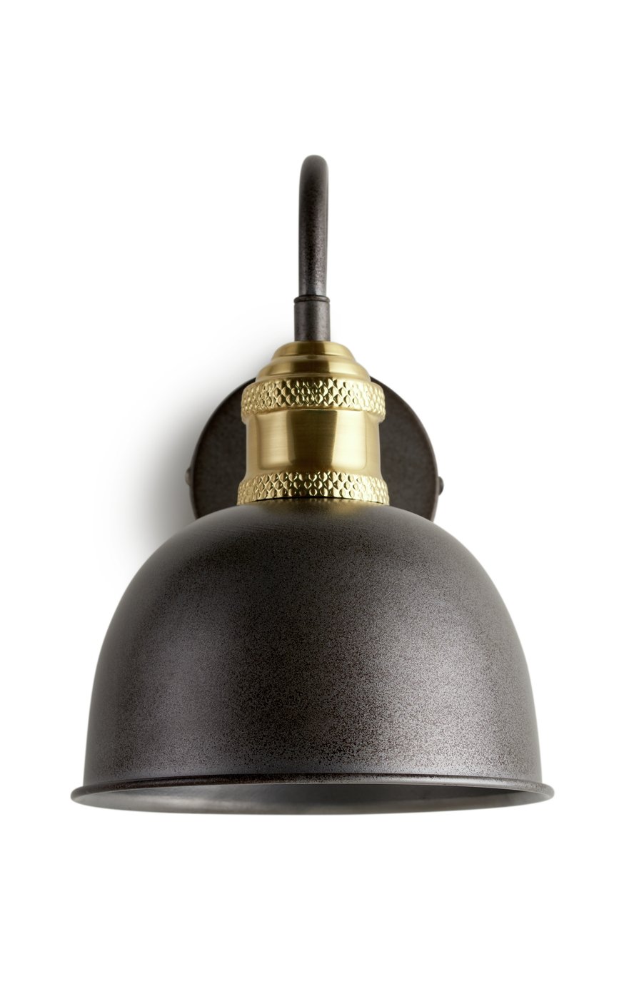 Habitat Cowbell Spun Pewter Wall Light - Black & Gold