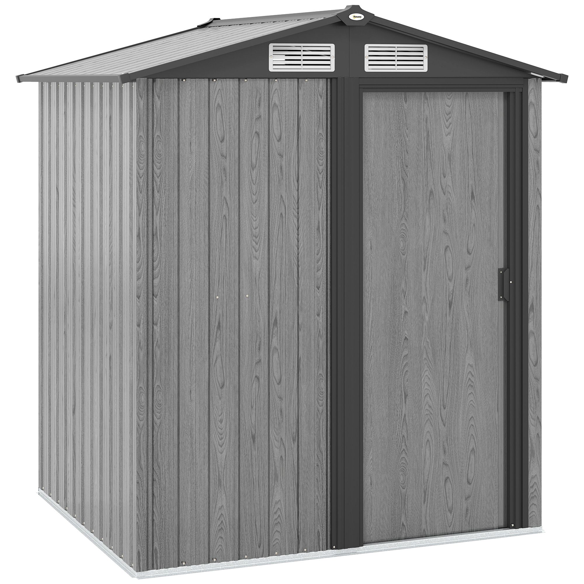 OUTSUNNY 5ft x 4.3ft Outdoor Metal Storage Shed with Sliding Door Sloped Roof in Grey 2