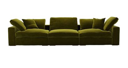 Long Island 3 Seat Sofa in Olive Cotton Matt Velvet - sofa.com