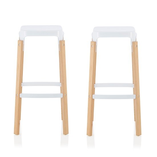 Hoker 66cm Bar Stools In Glossy White In A Pair