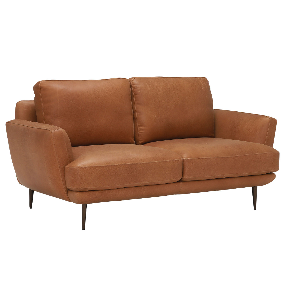 Pax Leather Love Seat, Alabama Cognac