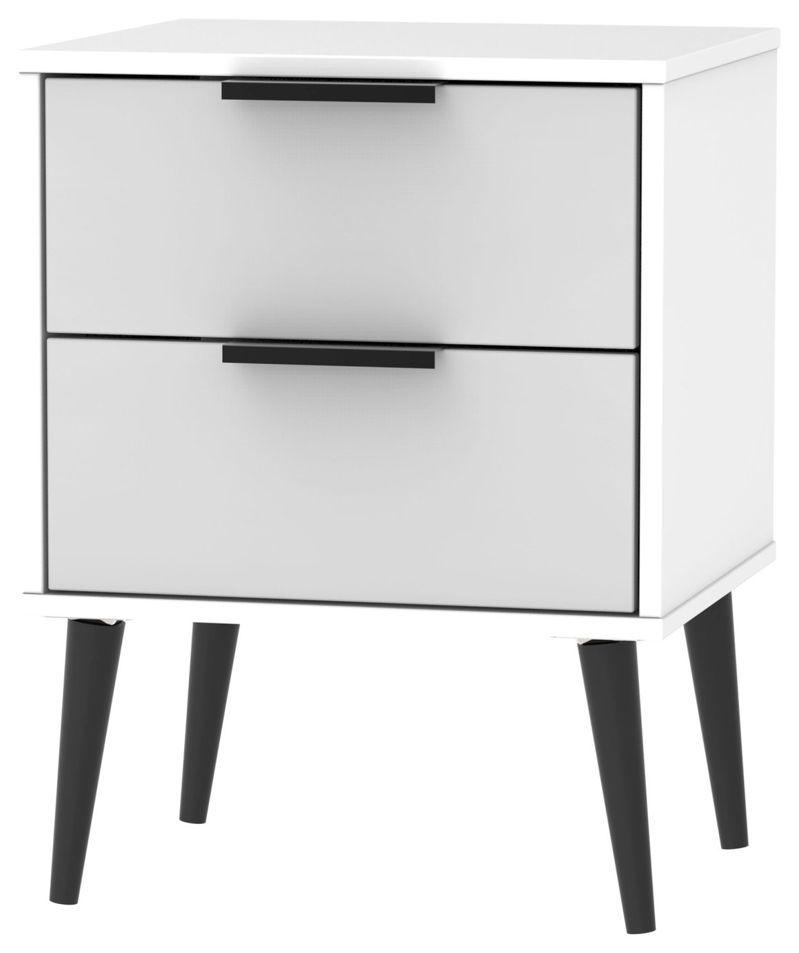 Bergen 2 Drawer Bedside Table - Grey & White