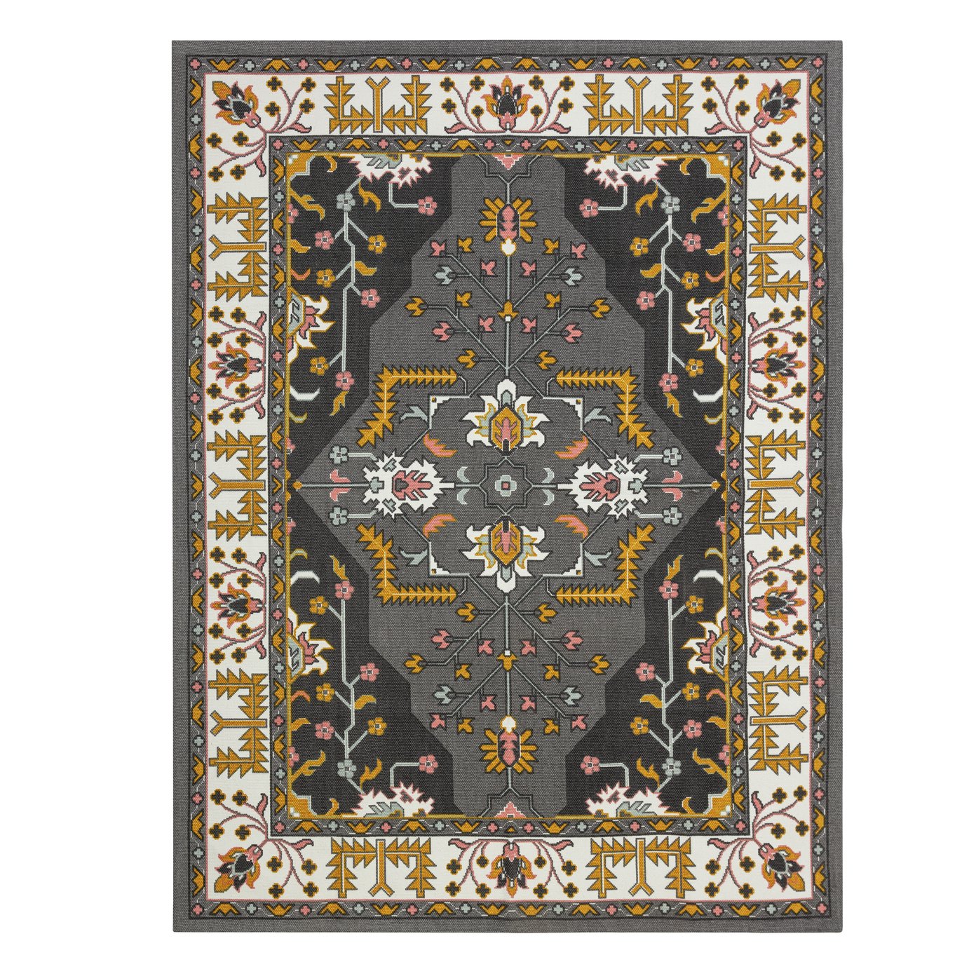 Habitat Printed Persian Flatweave Rug -120x160cm - Grey