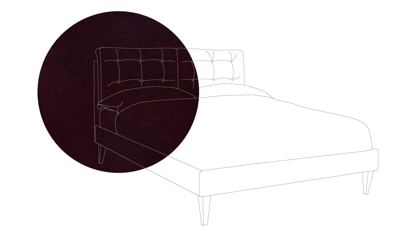Heal's Mistral Bed Double Velvet Grape Black Feet