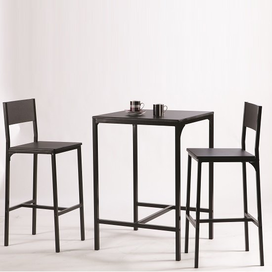 Radius Modern Bistro Table Set In Black With 2 Chairs