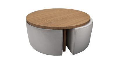 Woody Coffee Table and Nesting Stool Set in Dove Grey Smart Velvet - sofa.com