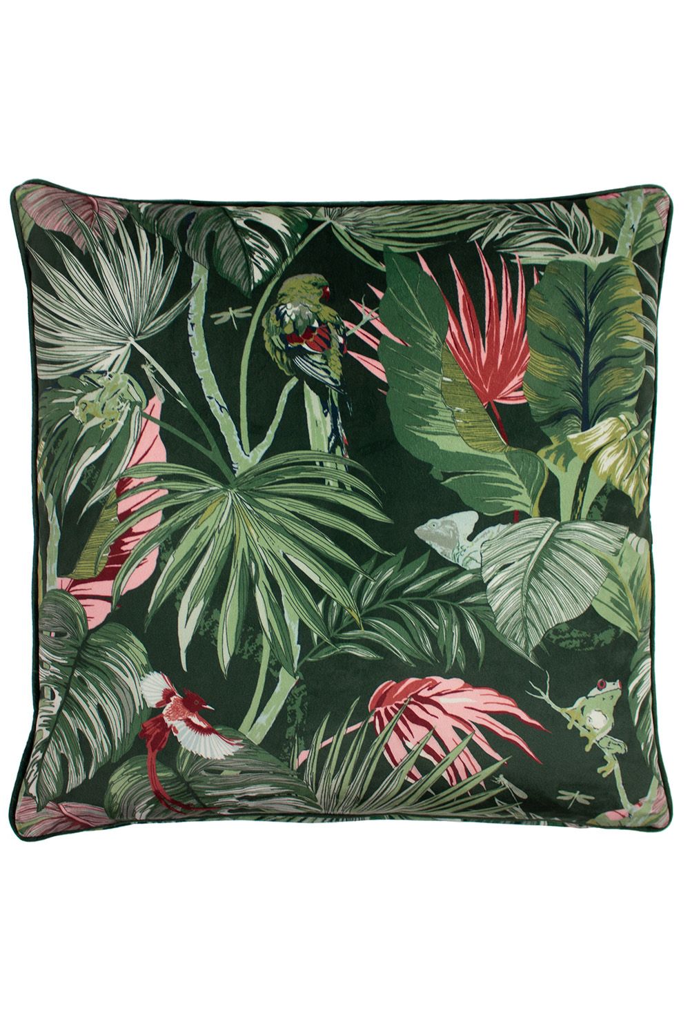 Paoletti Amazon Creatures Printed Piped Cushion in Jade