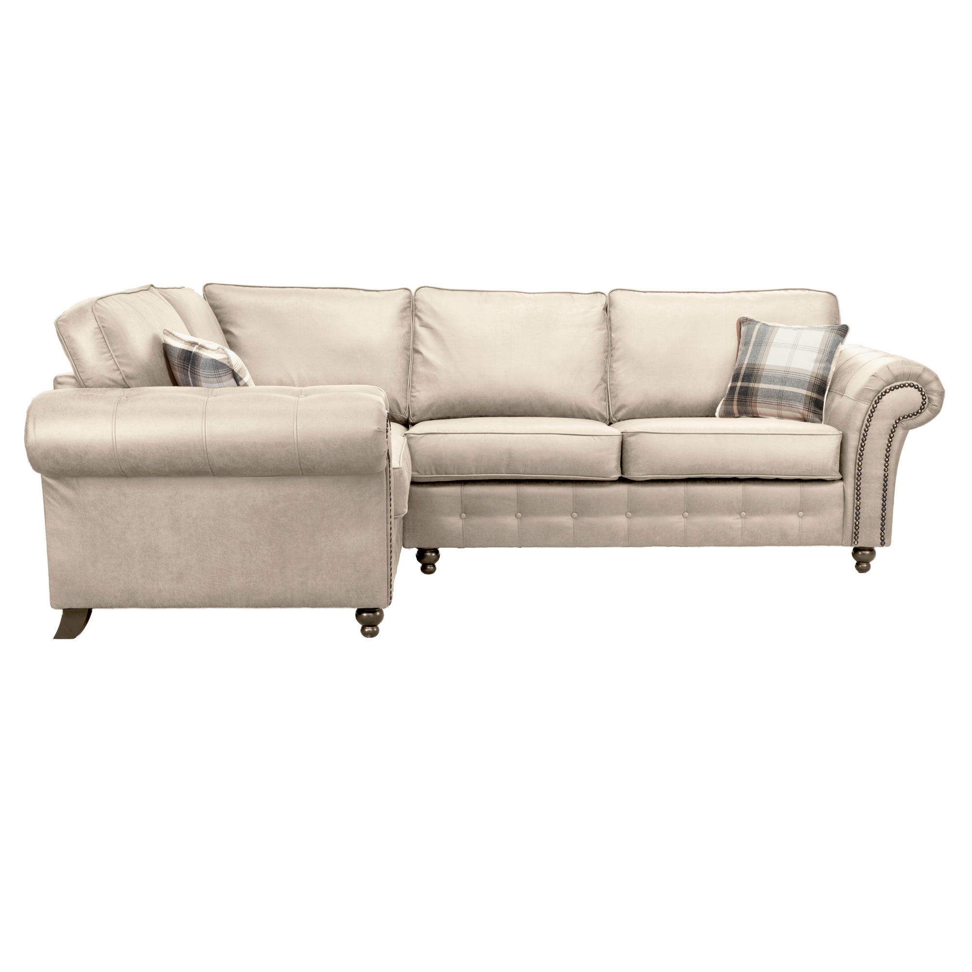 Oakland Left Hand Faux Leather Corner Sofa Beige