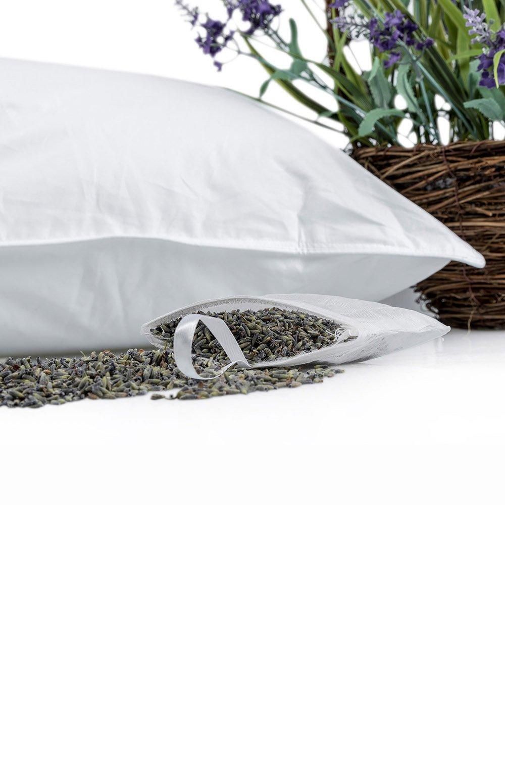 Homescapes Set of Two Dried Lavender Filled Pouches for Lavender Pillow in White