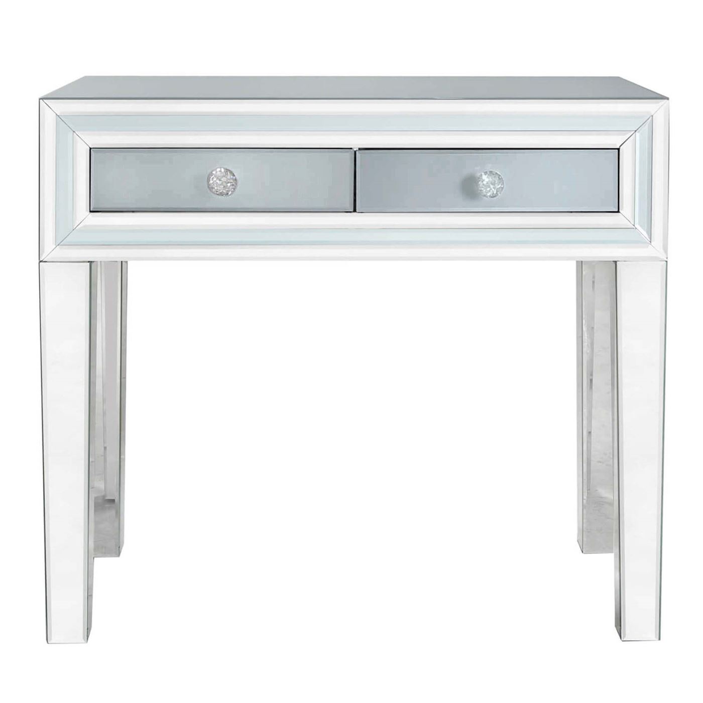 Quartz 2 Drawer Dressing Table, Grey Glass and Mirror
