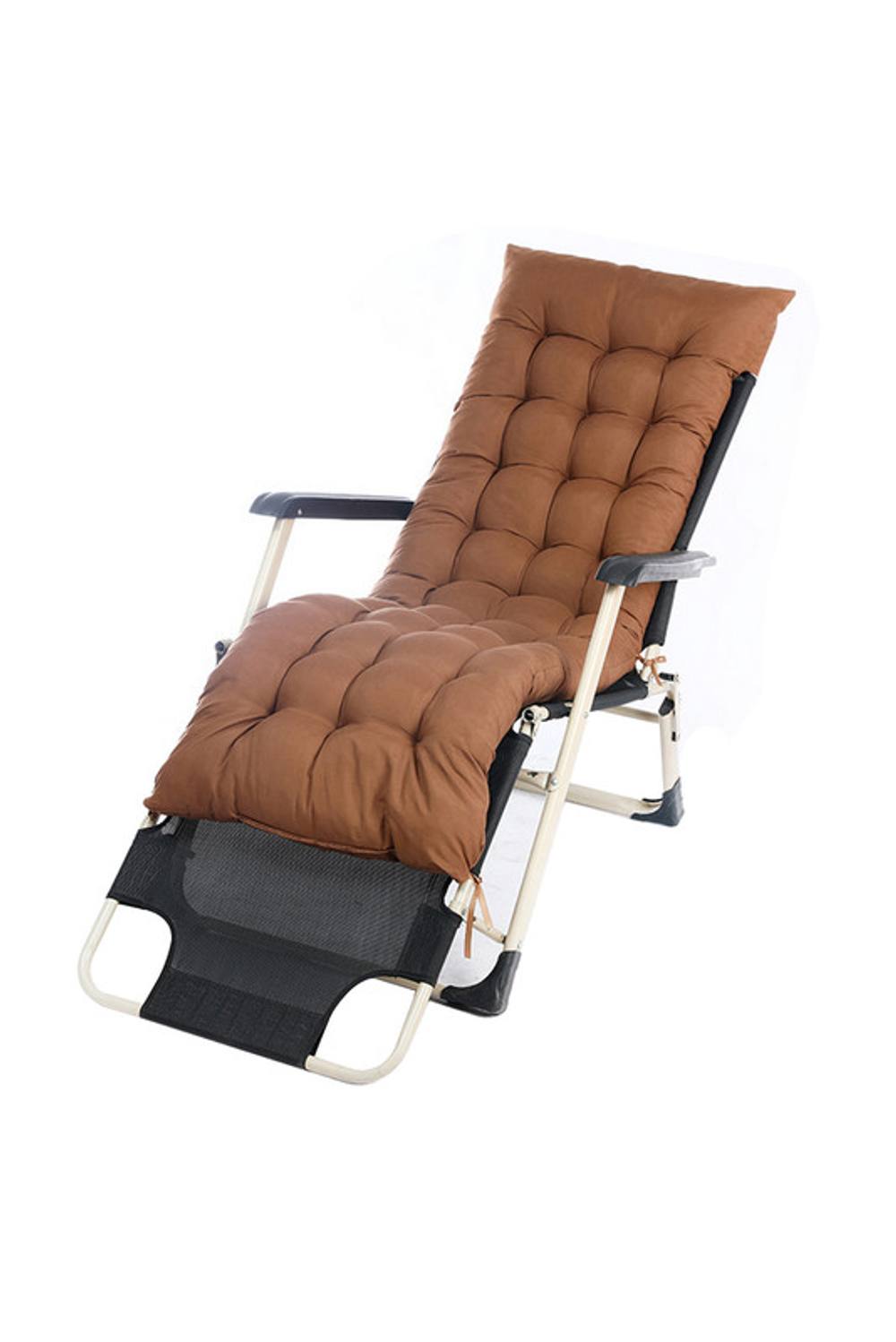 Garden Sanctuary 160x50cm Sun Lounger Cushion with Anti-Slip Cover in Brown