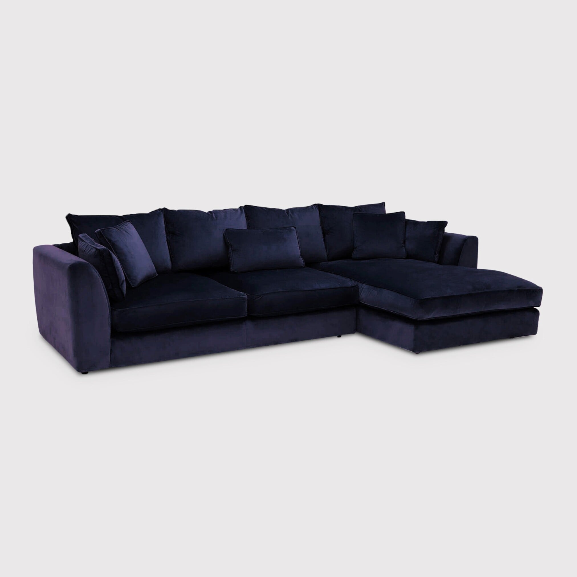 Harrington Large Chaise Corner Sofa Right, Navy Velvet | Barker & Stonehouse