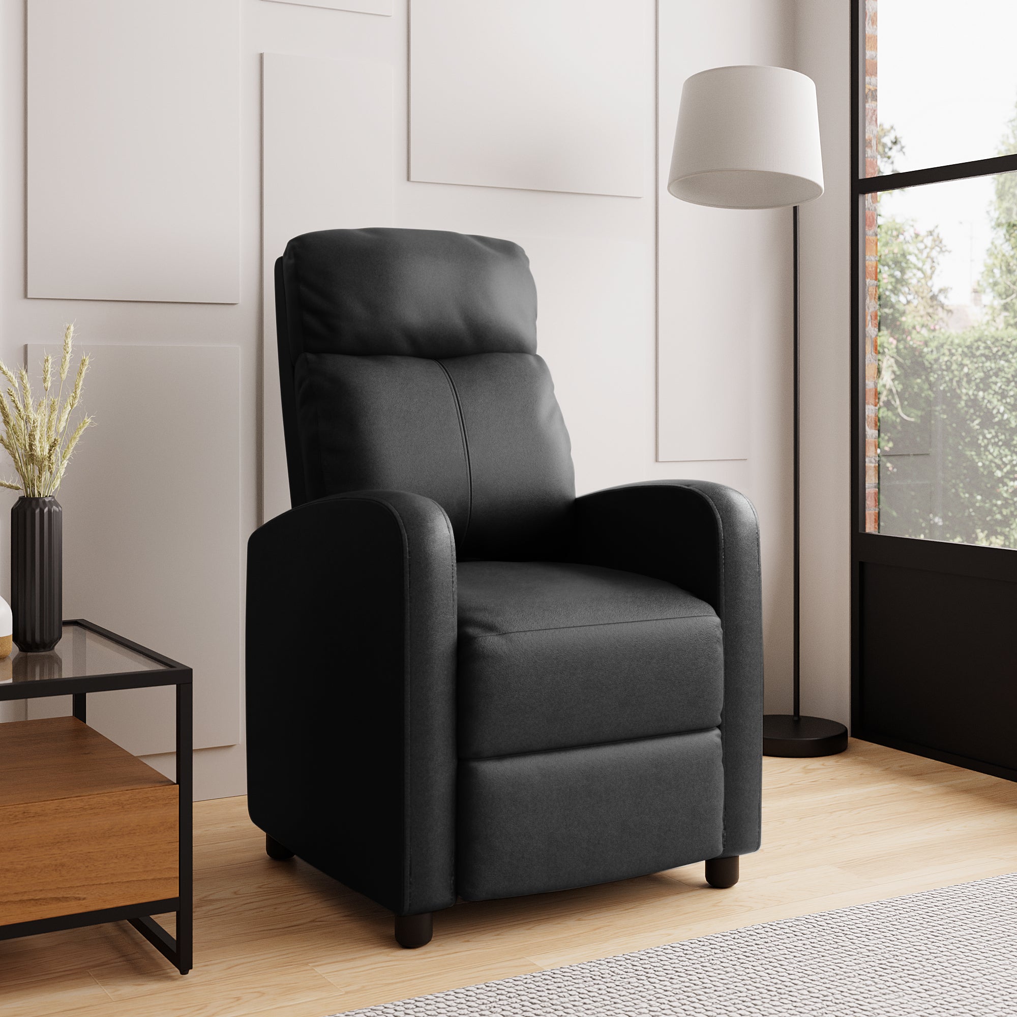 Mason Faux Leather Recliner Black