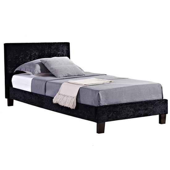 Berlin Fabric Single Bed In Black Crushed Velvet