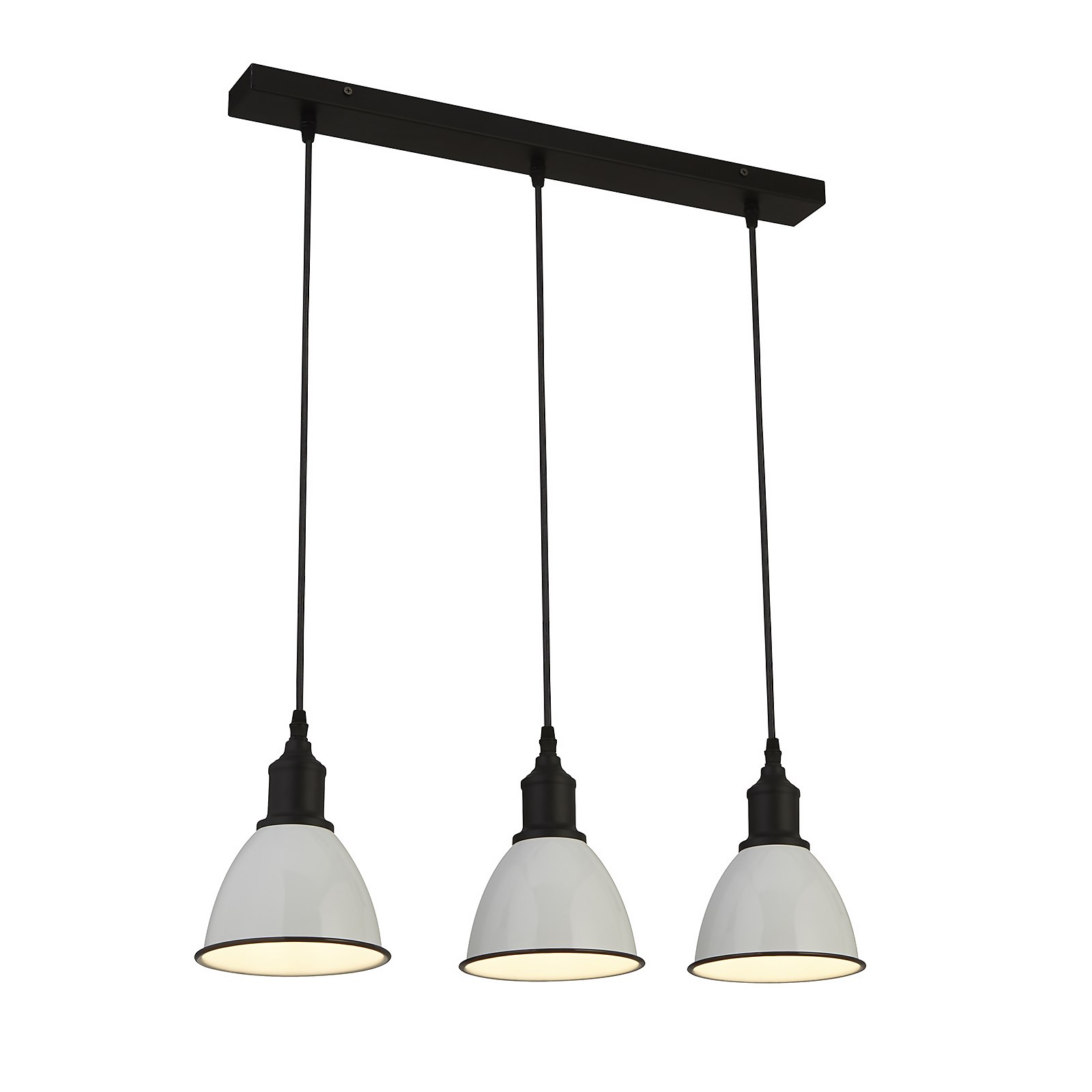 Farmhouse 3 Light Dome Pendant Fitting - White