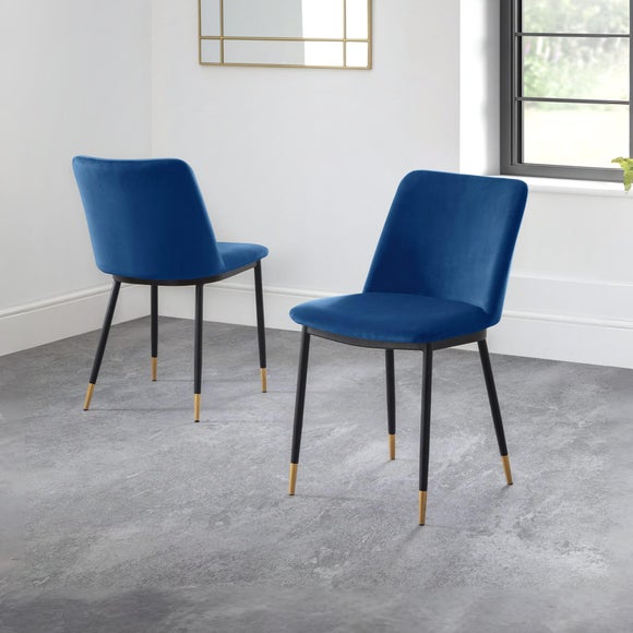 Delaunay Set of 2 Dining Chairs, Velvet
