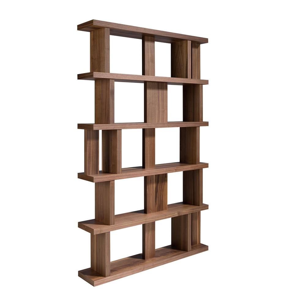 Angel Cerda Walnut Veneer Shelving Unit, Irregular Bookcase