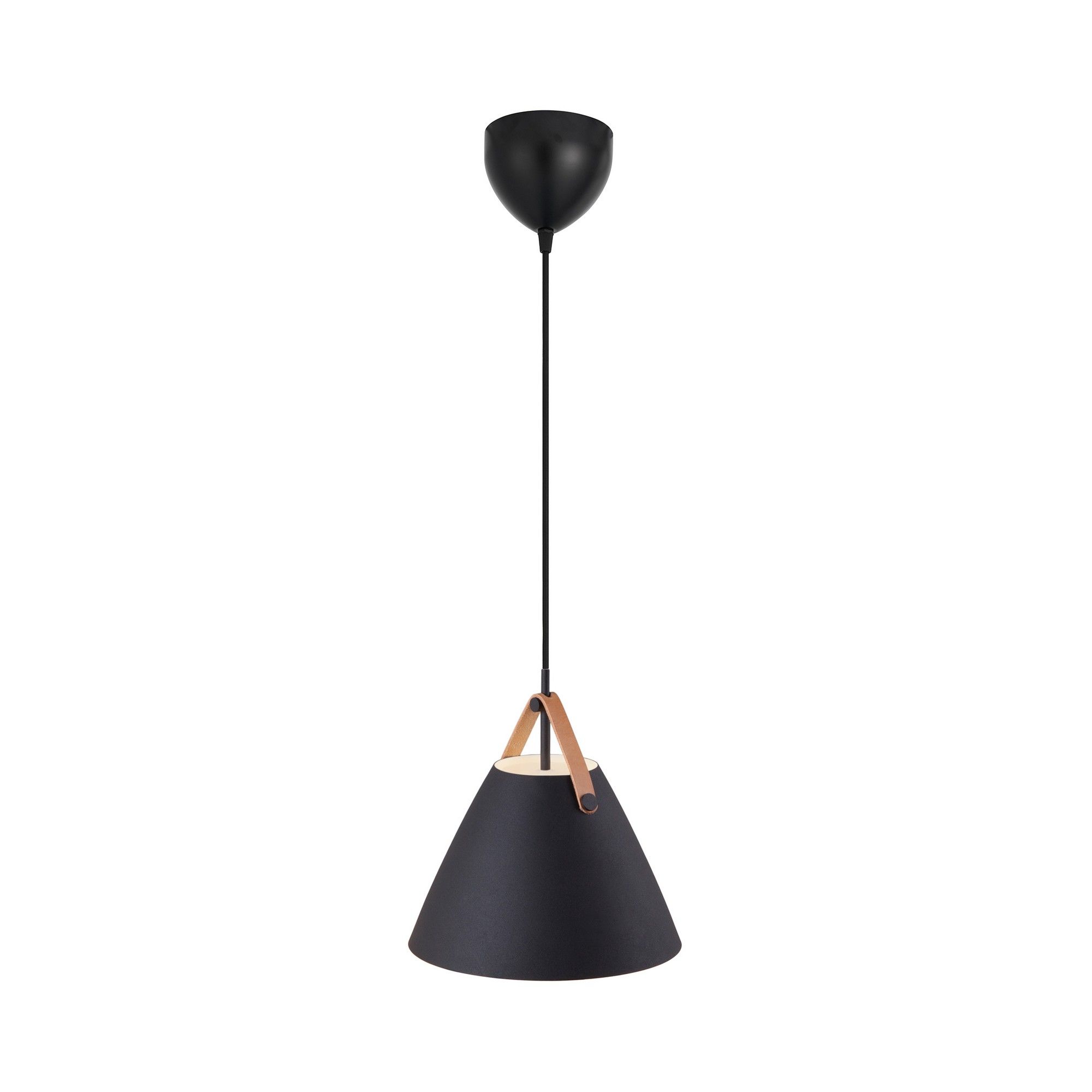 Nordlux Modern Indoor Pendant Light Black Metal E27 Brown & Black Strap - Mains Powered, IP20