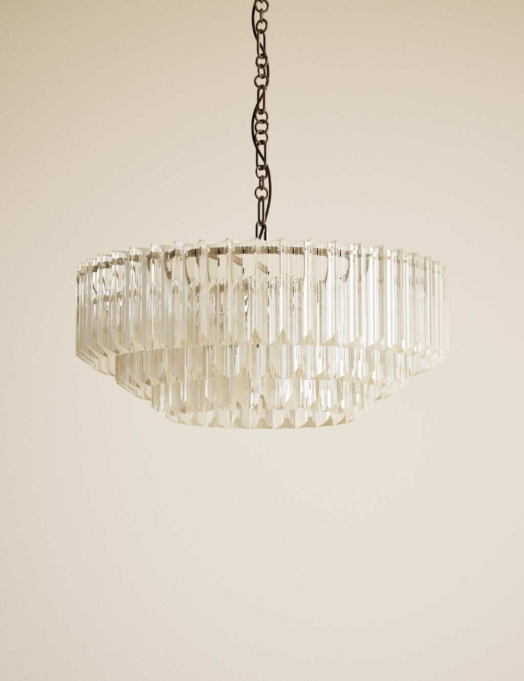 M&S 3 Tiered Glass Chandelier Champagne