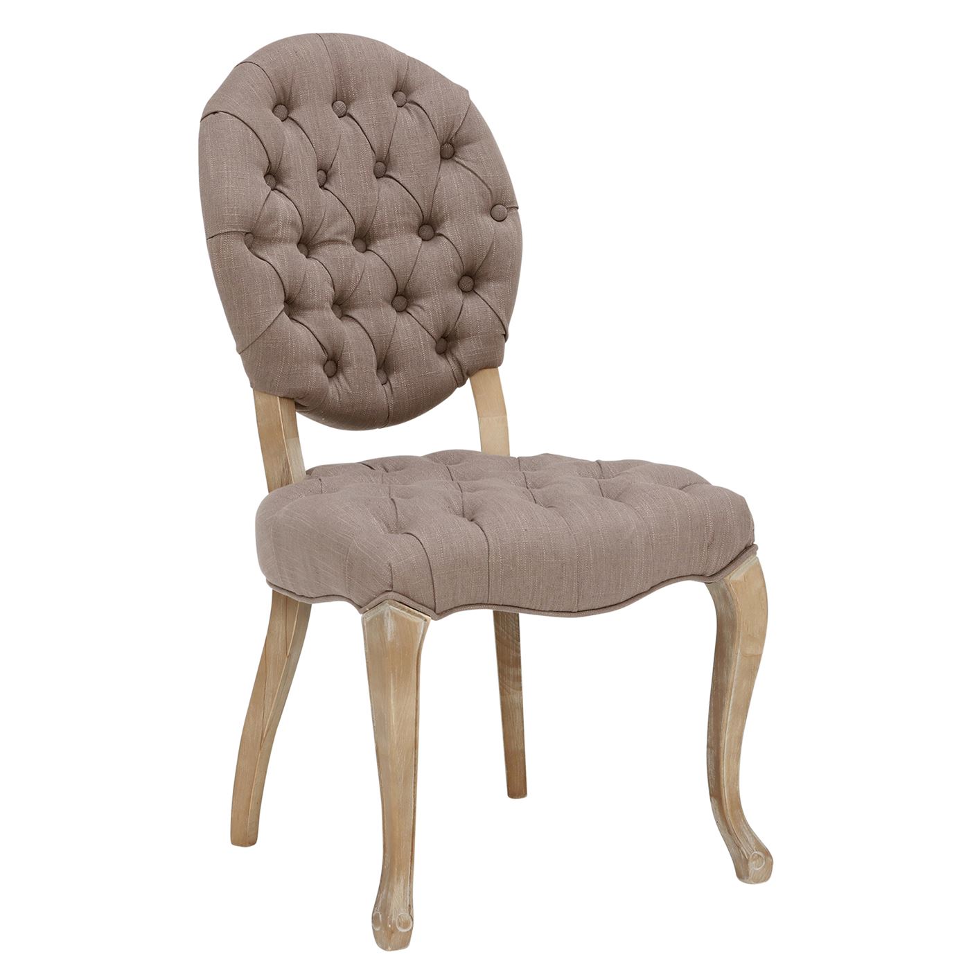 Lubiana Upholstered Dining Chair - Taupe - Fabric - Buttoned - W54 x D64 x H100cm - Barker & Stonehouse