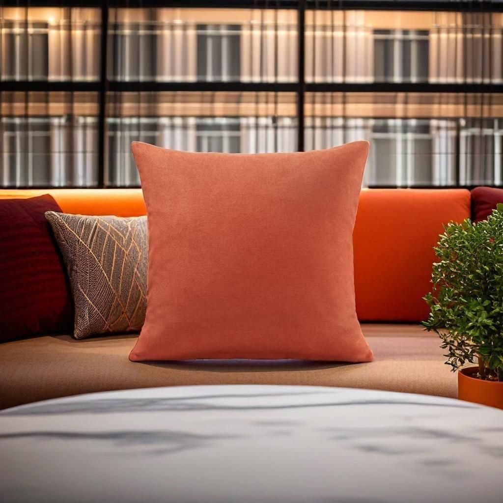Luxury Living Velvet Chenille Cushion in Orange
