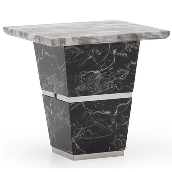 Chrysla Marble Lamp Table In White And Black