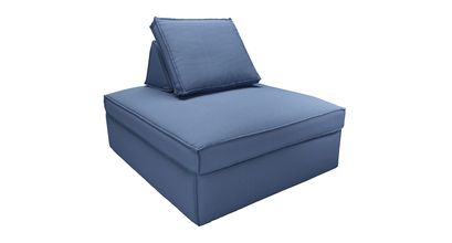 Harry Large Pouffe with bolster cushion in Oxford Blue Brushed Linen Cotton - sofa.com