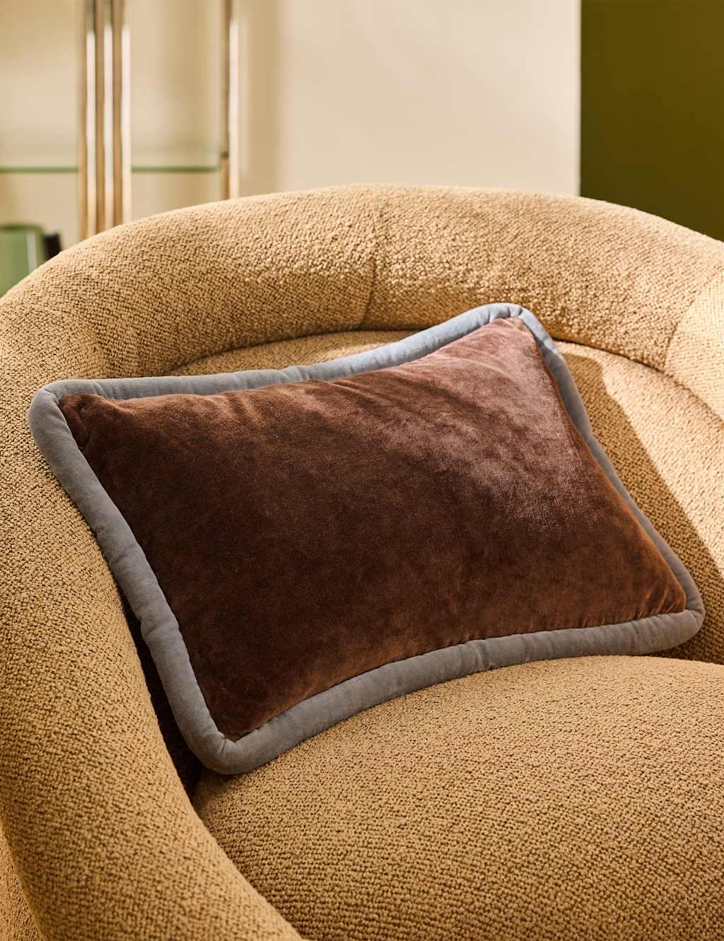 MADE Velvet Huxley Cushion Grey Mix