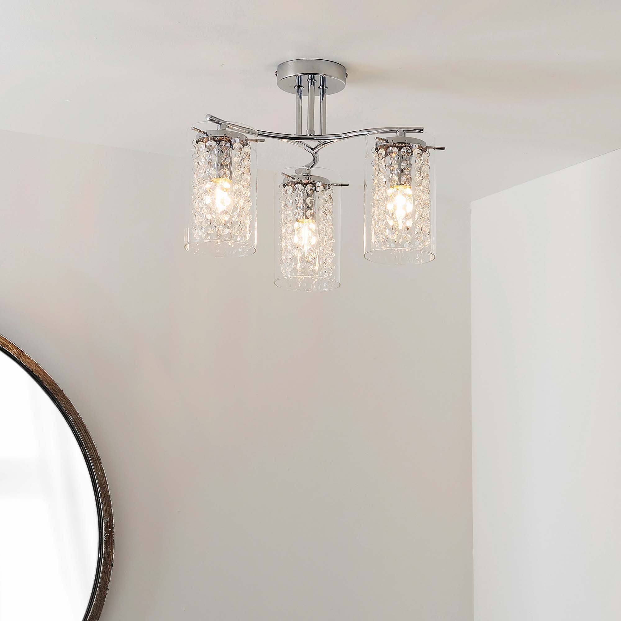 Vogue Kerr 3 Light Semi Flush Ceiling Fitting Chrome