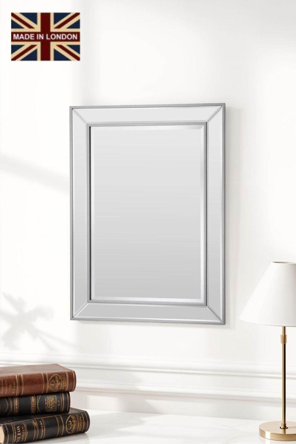 Yearn Mirrors Angled Wall Mirror Champagne 69.5x95cm in Metallic Silver
