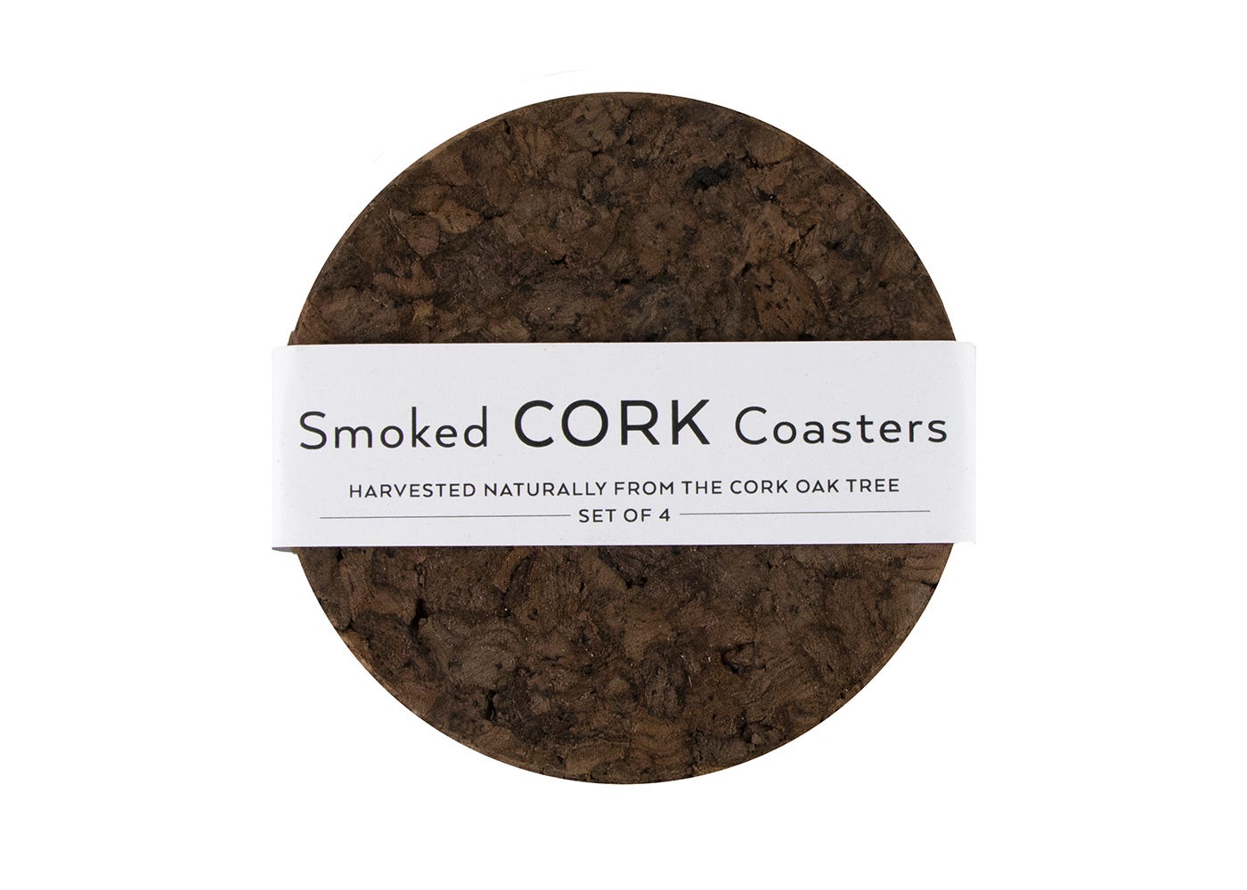 Liga Smoked Cork Round Coaster Set of 4
