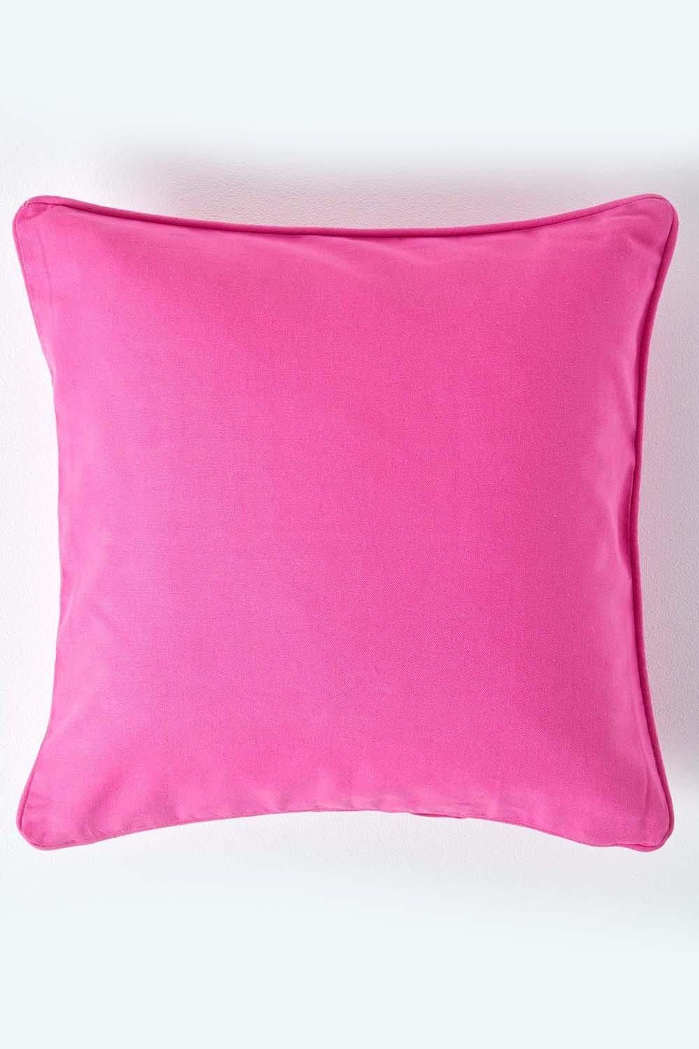 Homescapes Cotton Plain Cushion Cover in Cerise