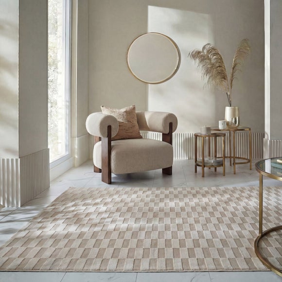 Mira Checkerboard Washable Rug