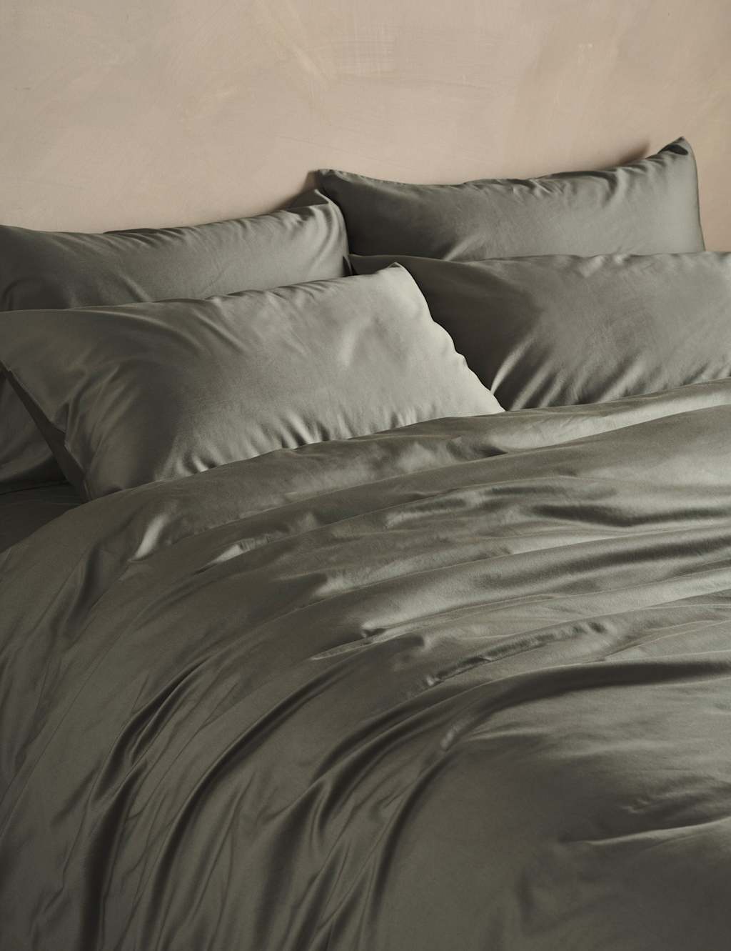 Bedfolk Pure Cotton Sateen Fitted Sheet Khaki