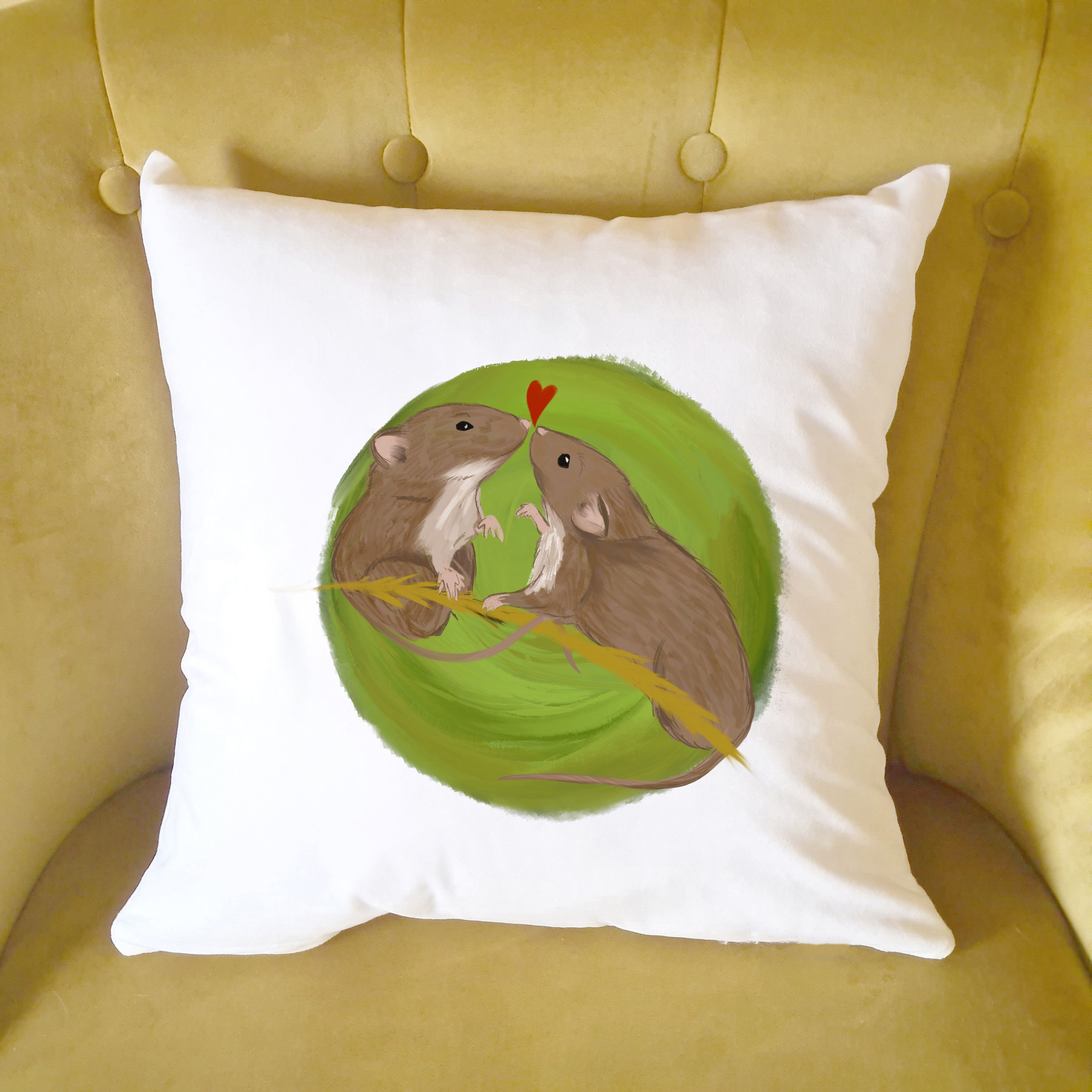 Afewhometruths Mates for Life Gift for Couples Oldfield Mice Love Cushion - Anniversary, Wedding Gift in Off-White