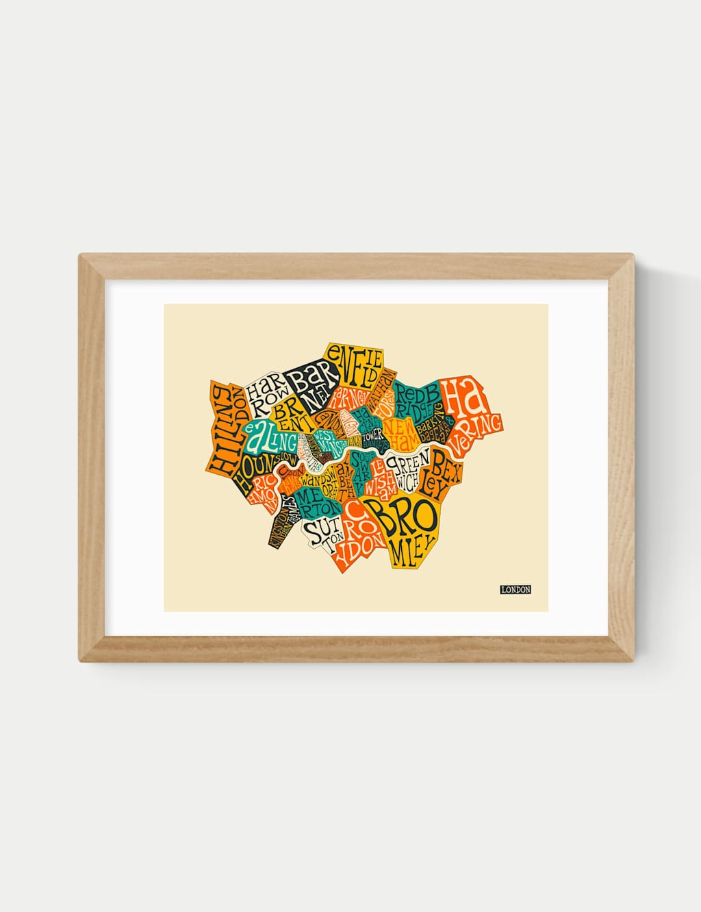 East End Prints London Boroughs Framed Art Print Natural