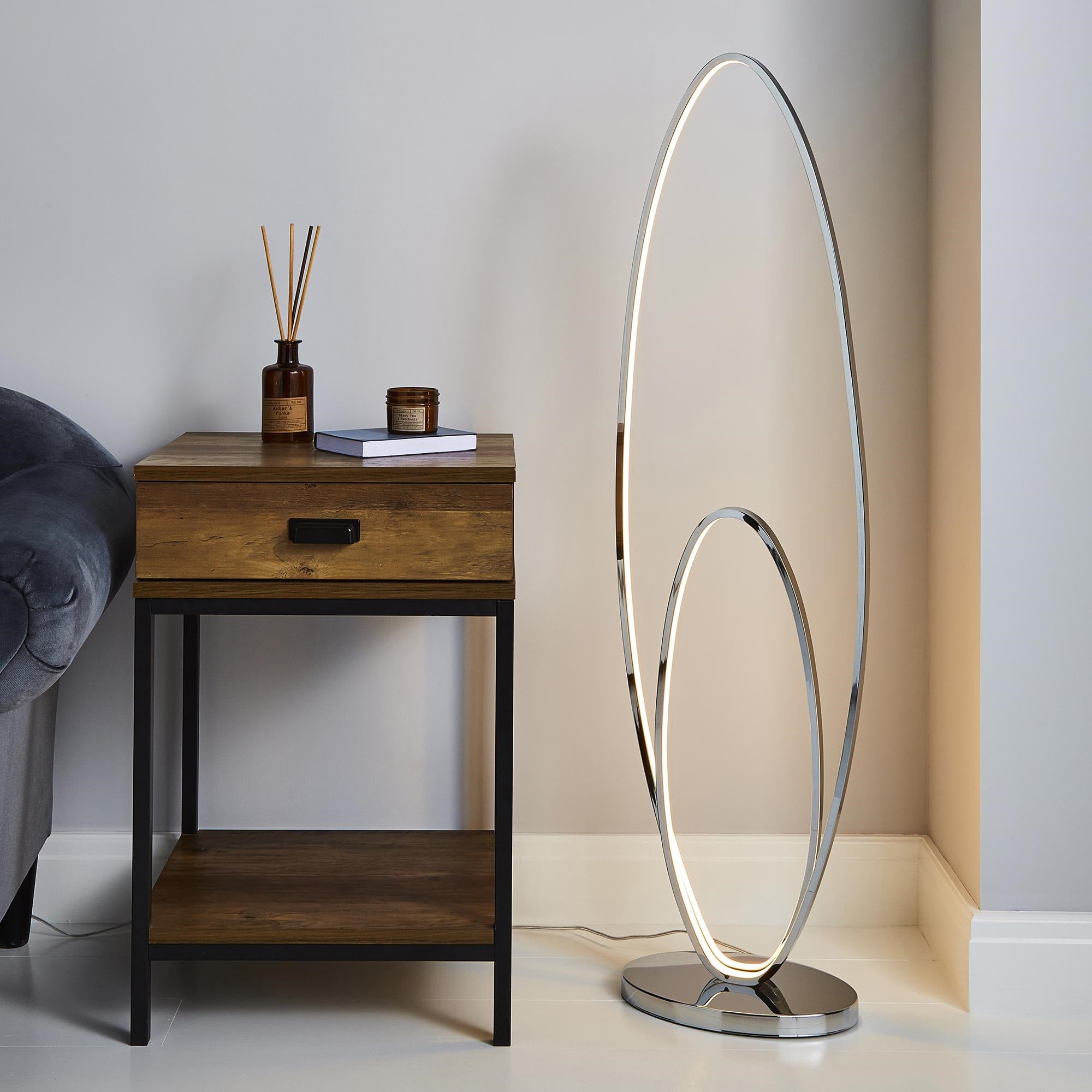 Menton Dimmable Integrated LED Chrome Floor Lamp Chrome