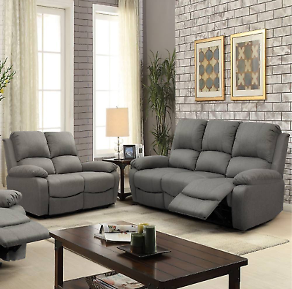 Comfy Living Ltd Luxury Fabric Reclining 3 Seater Sofa 2 Seater Sofa & Chair Set in Light Grey