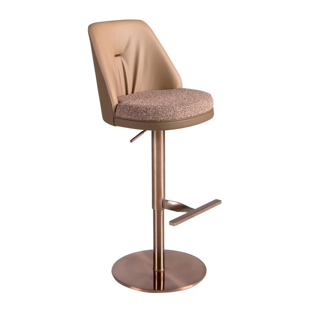 Angel Cerda Fabric Swivel Bar Stool with Leatherette Backrest in Brown