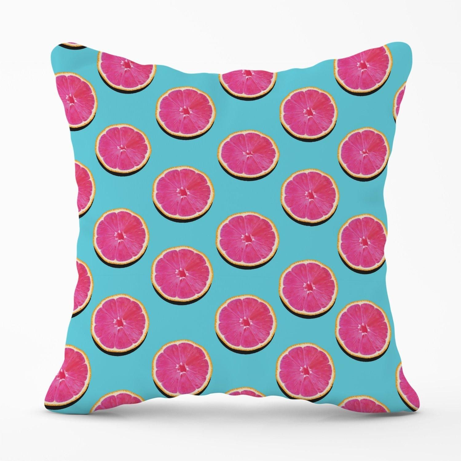Warren Reed - Designer Fruity Pattern Of Pink Grapefruit Outdoor Cushion