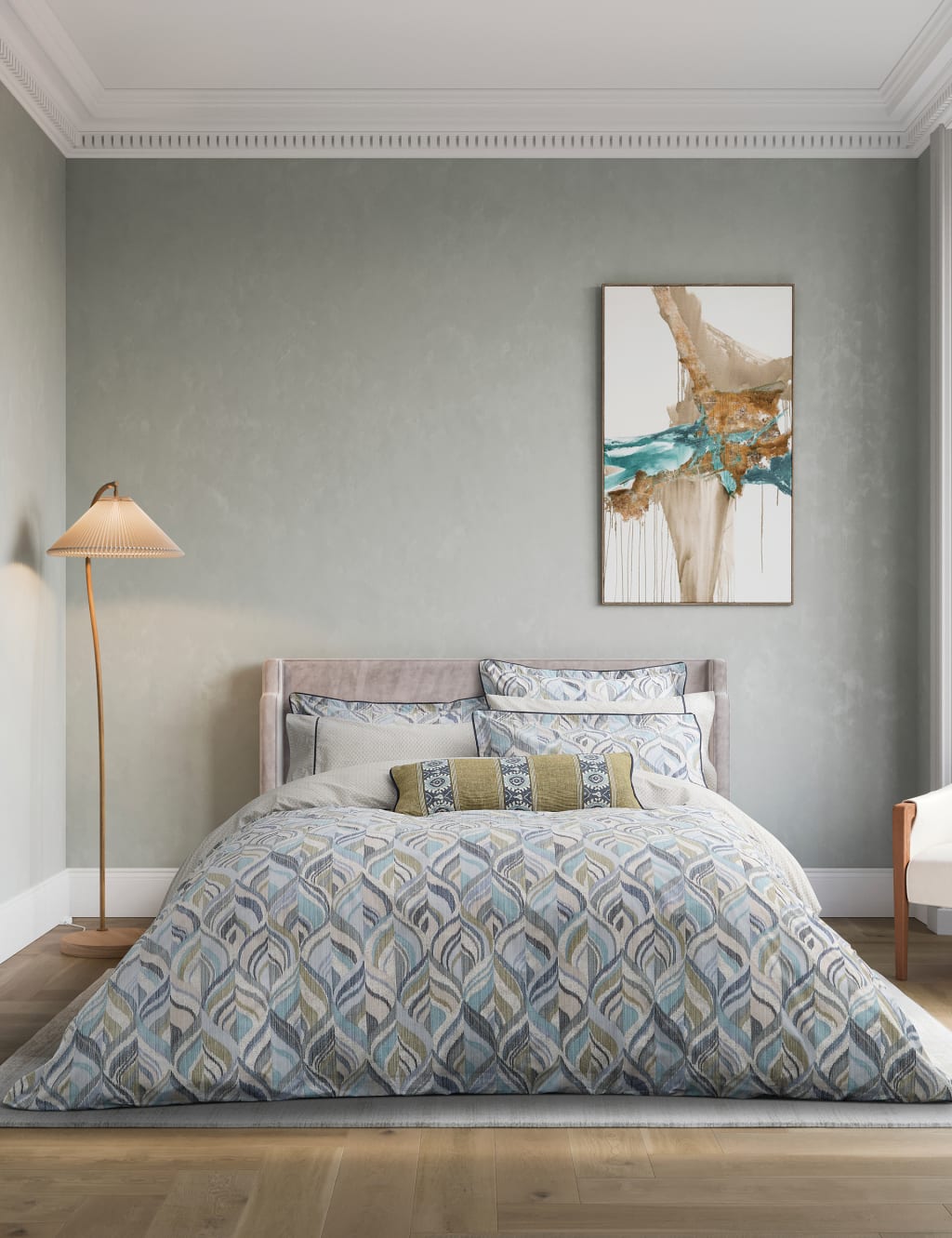 Bedeck of Belfast Pure Cotton Rayanne Bedding Set Teal Mix