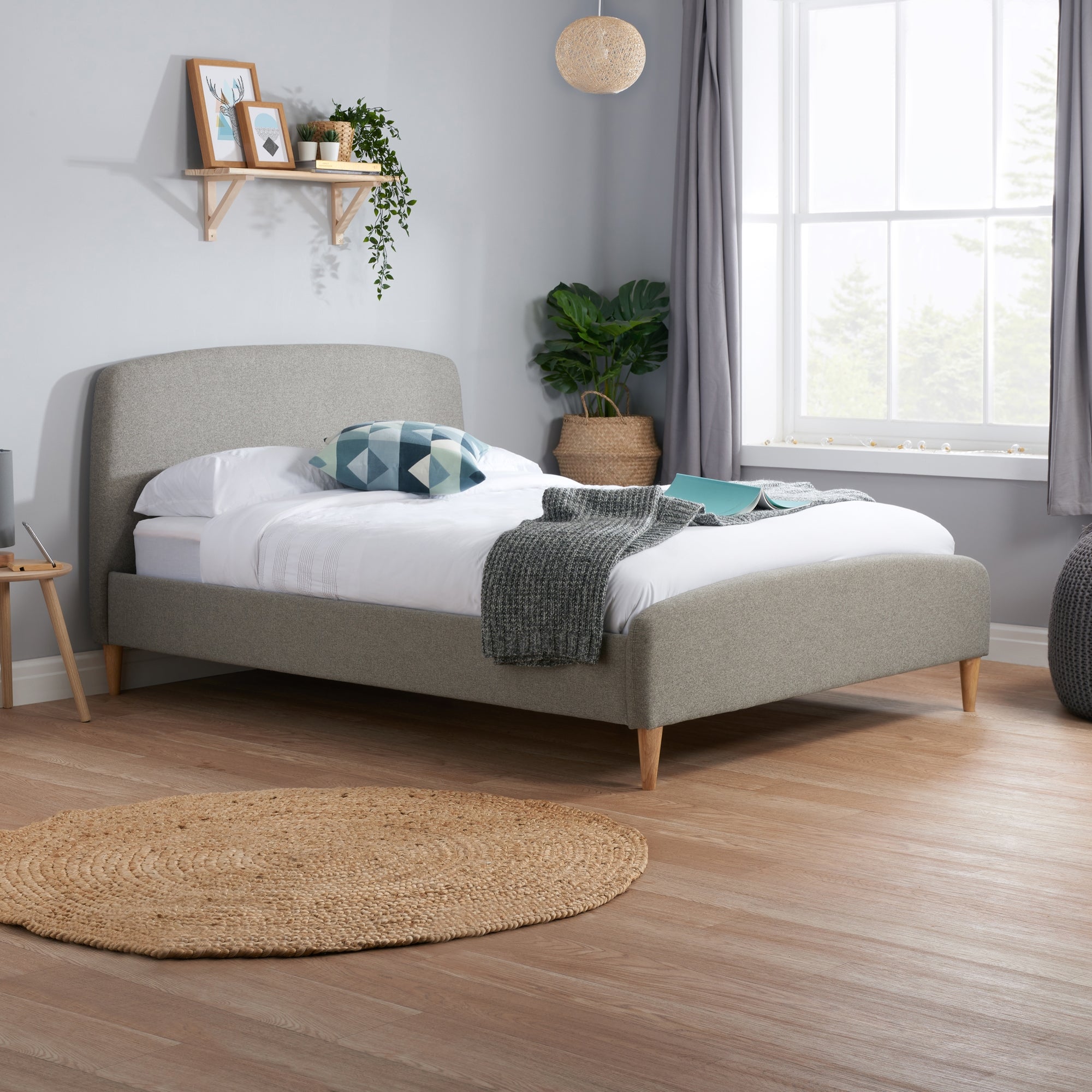 Quebec Fabric Bed Frame Grey