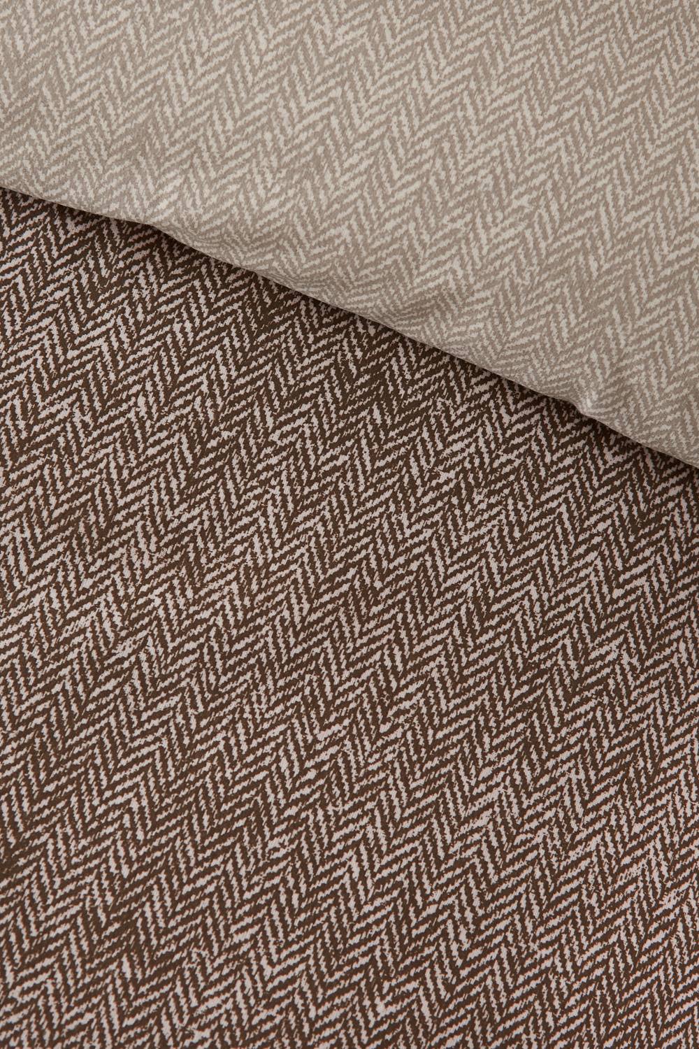 Catherine Lansfield Brushed Herringbone Cotton Reversible Duvet Cover Set in Chocolate 4