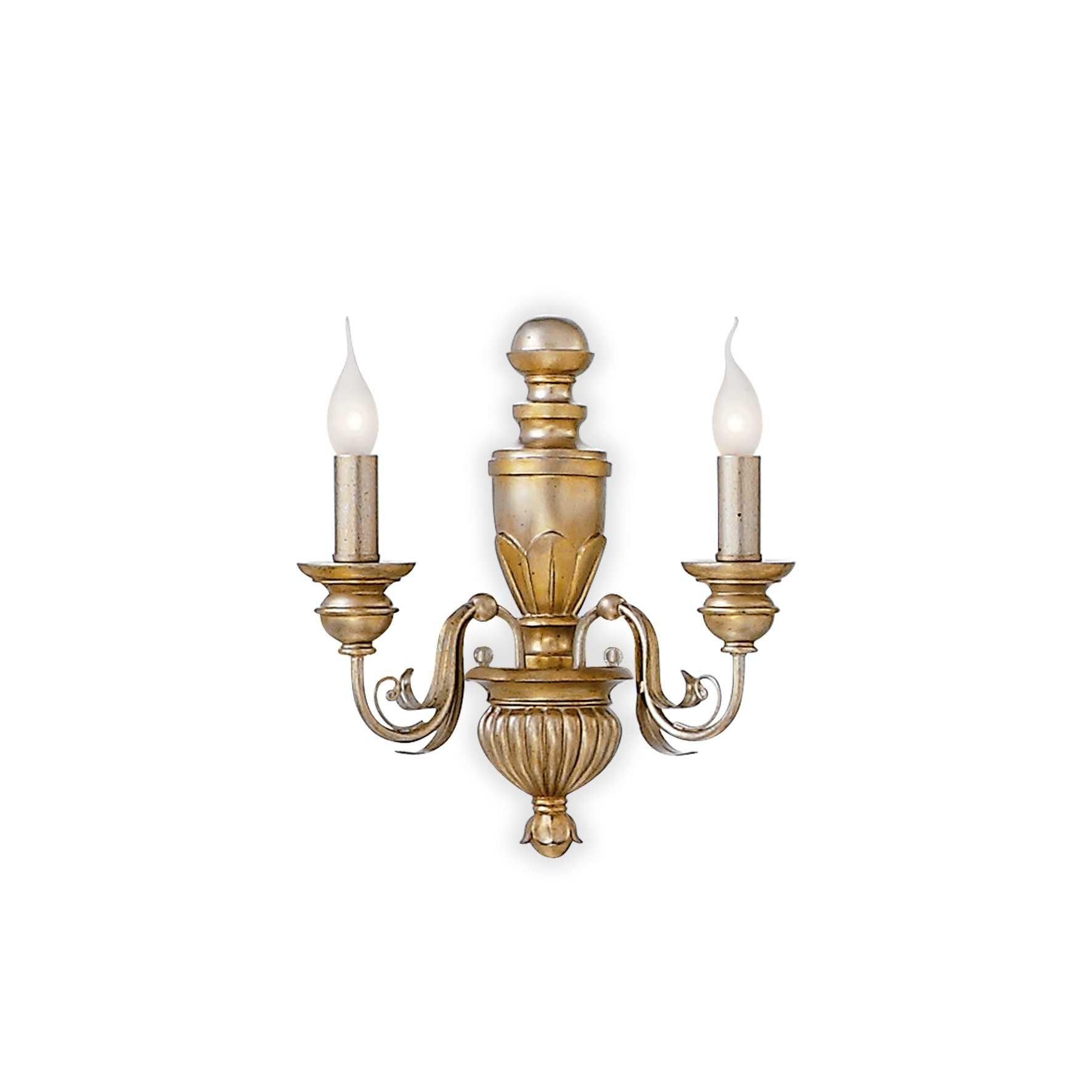 Netlighting Dora 2 Light Indoor Candle Wall Light Antique Brass E14 in Yellow