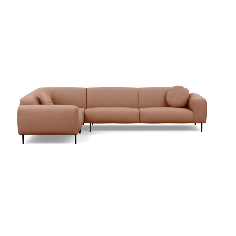 Heal's Luna Medium Left Hand Facing Corner Sofa Siena Cotton Clay Black Feet